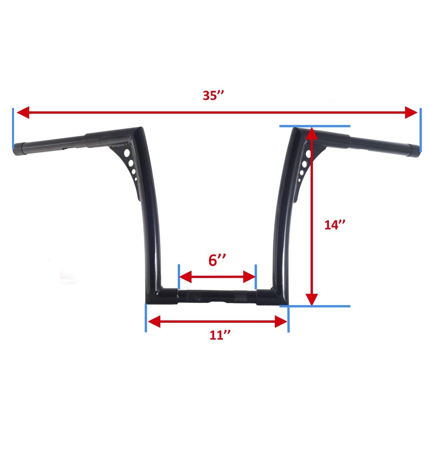 Gloss Black 14 Inch Rise 1-1/4'' Batwing Ape Hangers Handlebar Compatible With Harley Softail Flst Fxst Sportster Xl 883 1200 To