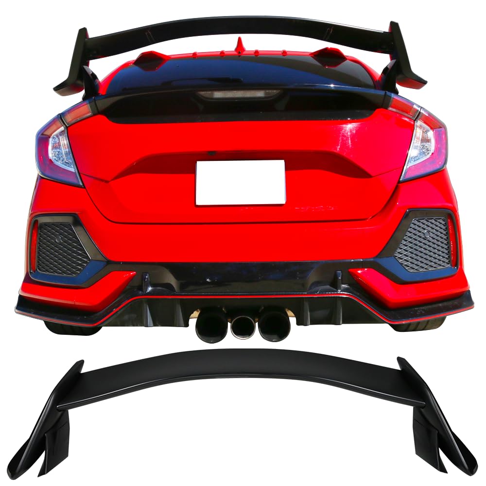 Trunk Spoiler Compatible With 2017-2021 Honda Civic Hatchback 4Door, Tr Unpainted Abs Rear Spoiler Wing Lid By Ikon Motorsports, 2018
