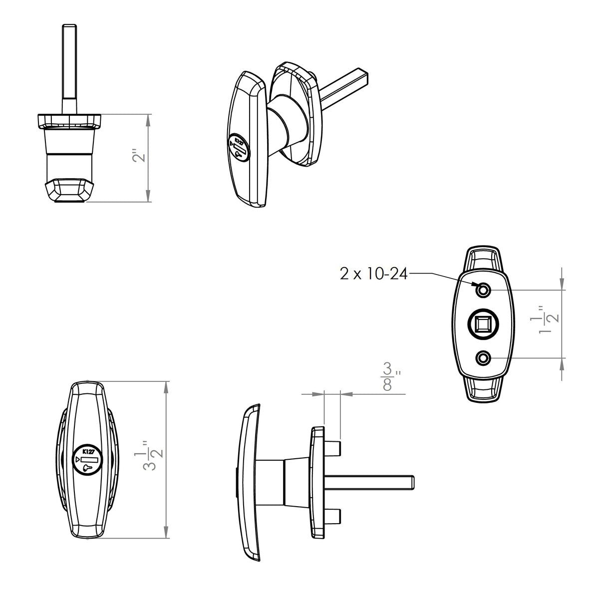 Statewide Matching Set T Handle Locks | Package: Two T-Handles (Clockwise And Counter Clockwise) And Four Keys.