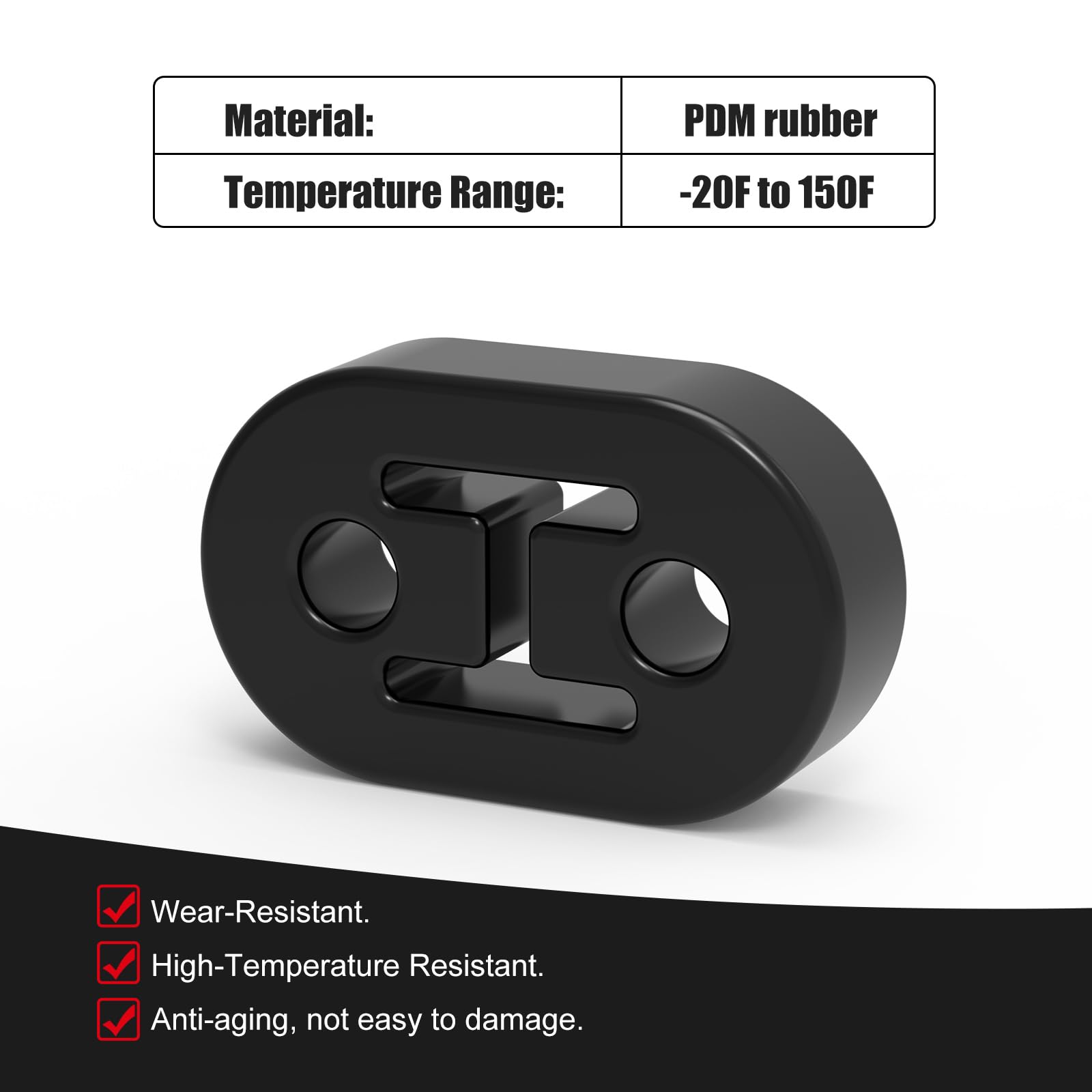 2 Hole Exhaust Hanger Bushing Muffler Upgrade Epdm Insulator Shock Absorbent Mount Bracket High-Density Hangers 12Mm Hole (73Mm