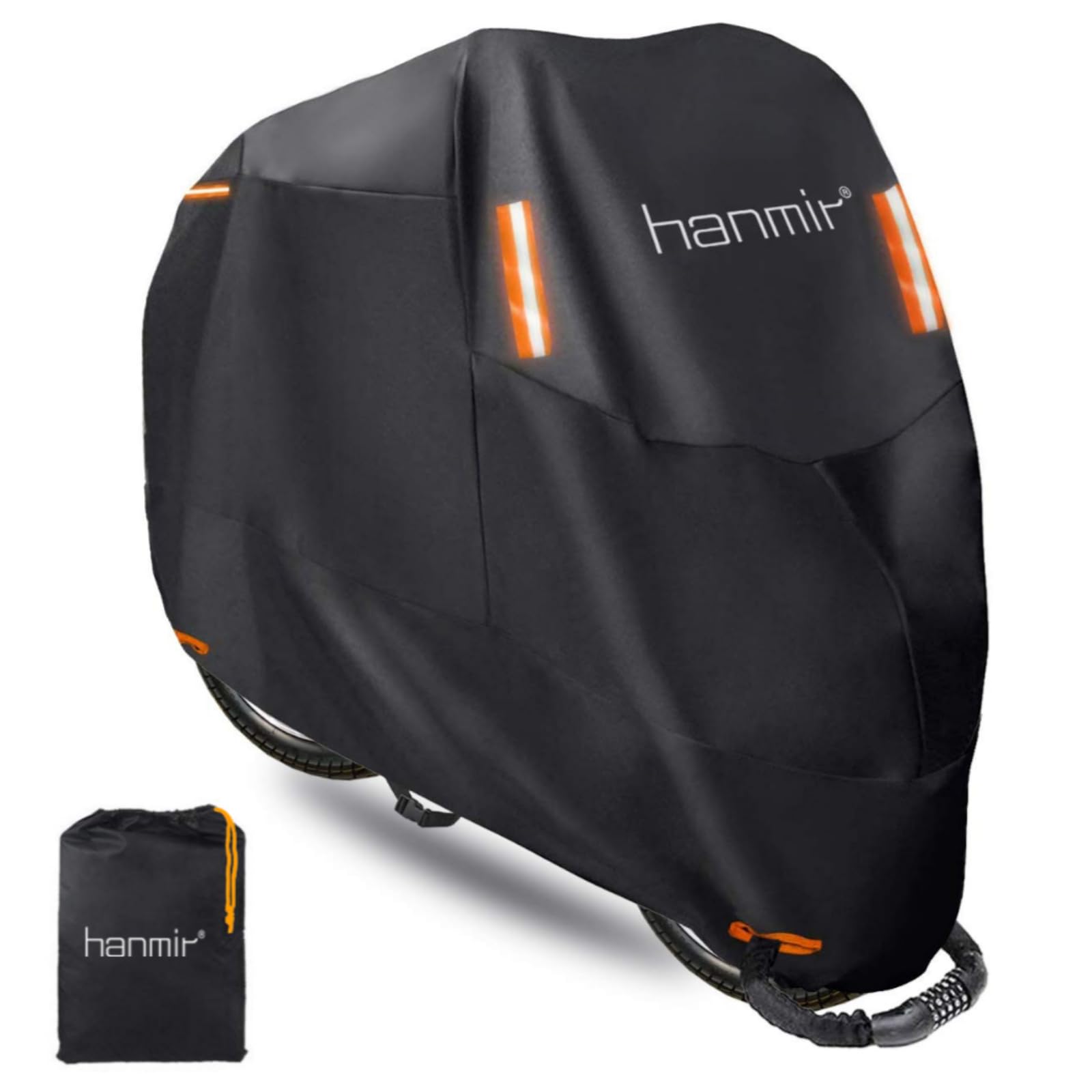 Motorcycle Cover,Motorbike Cover All Season Universal Weather Waterproof Outdoor Uv Protection With 4 Reflective Strips & Storag