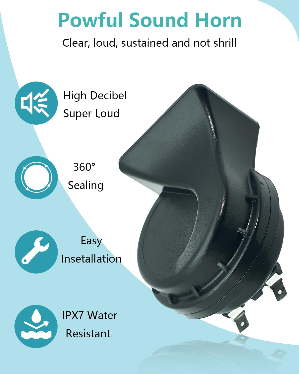 NEOGET Horns Car Horn 12V Super Loud Electric Waterproof Horn High Low Daul Tone Fit for Any 12 Volt Vehicles Auto Replacement U