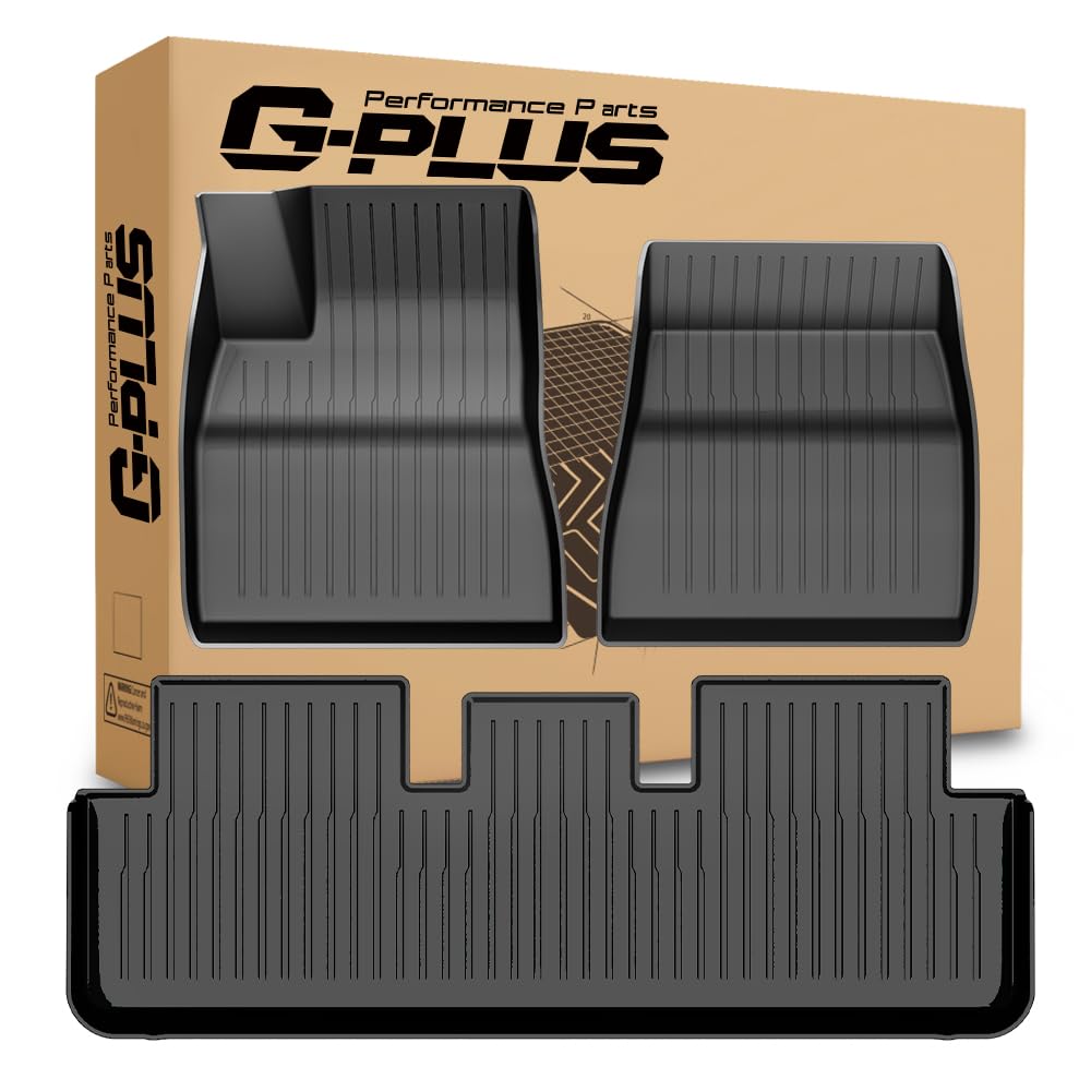 G-PLUS Floor Mats Compatible with Tesla Model 3 Highland 2024 2025 Floor Liners, 1st & 2nd Row Full Set, All Weather Protection 