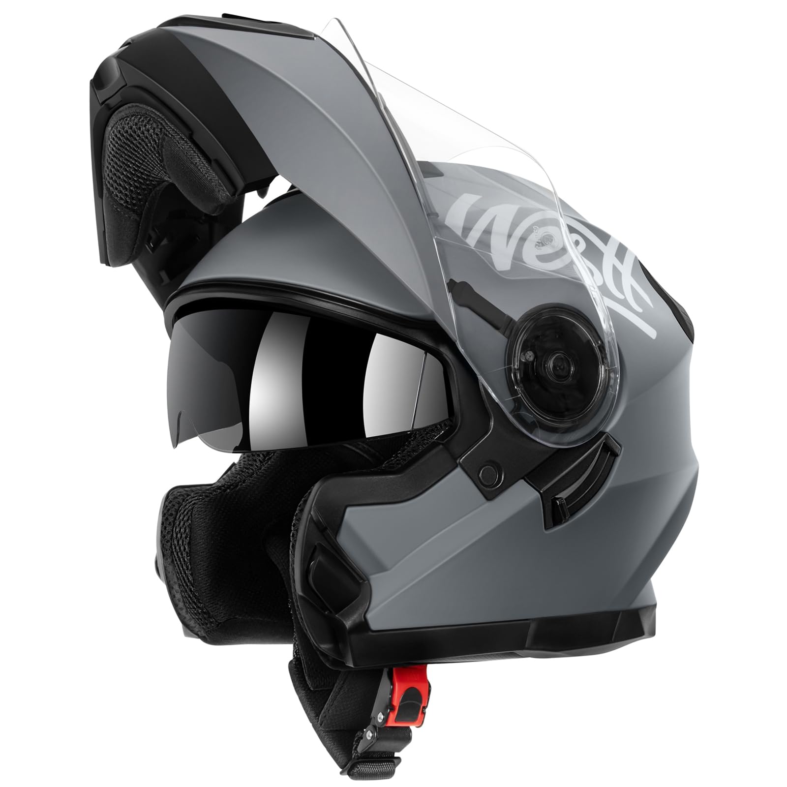 Westt Modular Motorcycle Helmet - Dot Helmets For Motorcycles Dual Visor - Atv Helmet Adult Dirt Bike Motocross Helmets Chin Liftable(S/Gray Torque X)