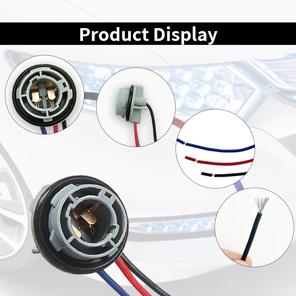 2Pcs 1157 Led Bulb Socket Plug, Waterproof Turn Signal Brake Light Tail Light Socket Harness, Base Plug Connector Professional C