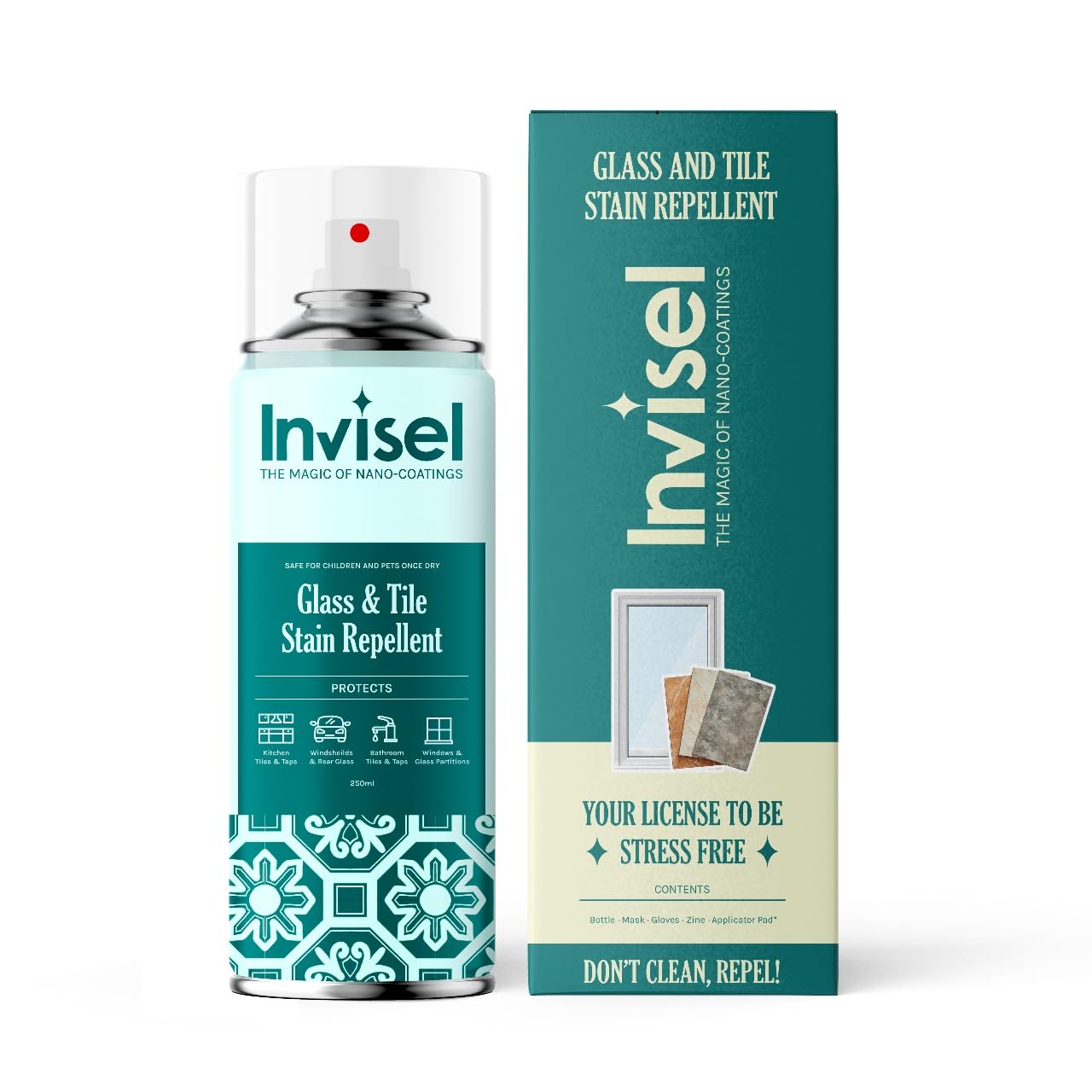 Invisel Glass & Tile Water Repellent Spray (250Ml) | Prevents Hard Water Stains And Soap Stains | 6 Months Protection | Long Las