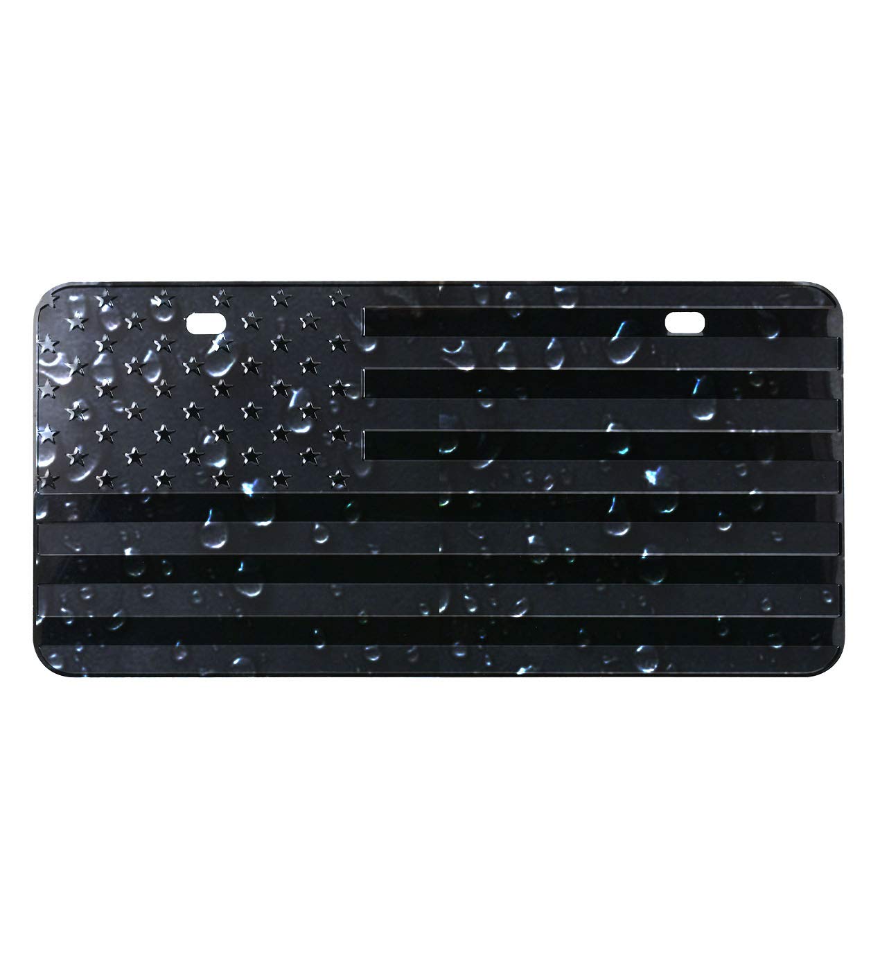 FlyChetah American Front Flag License Plate - Custom Vintage 3D Aluminum Tag, Black, 6x12 inch, Patriotic Embossed Vanity Gift