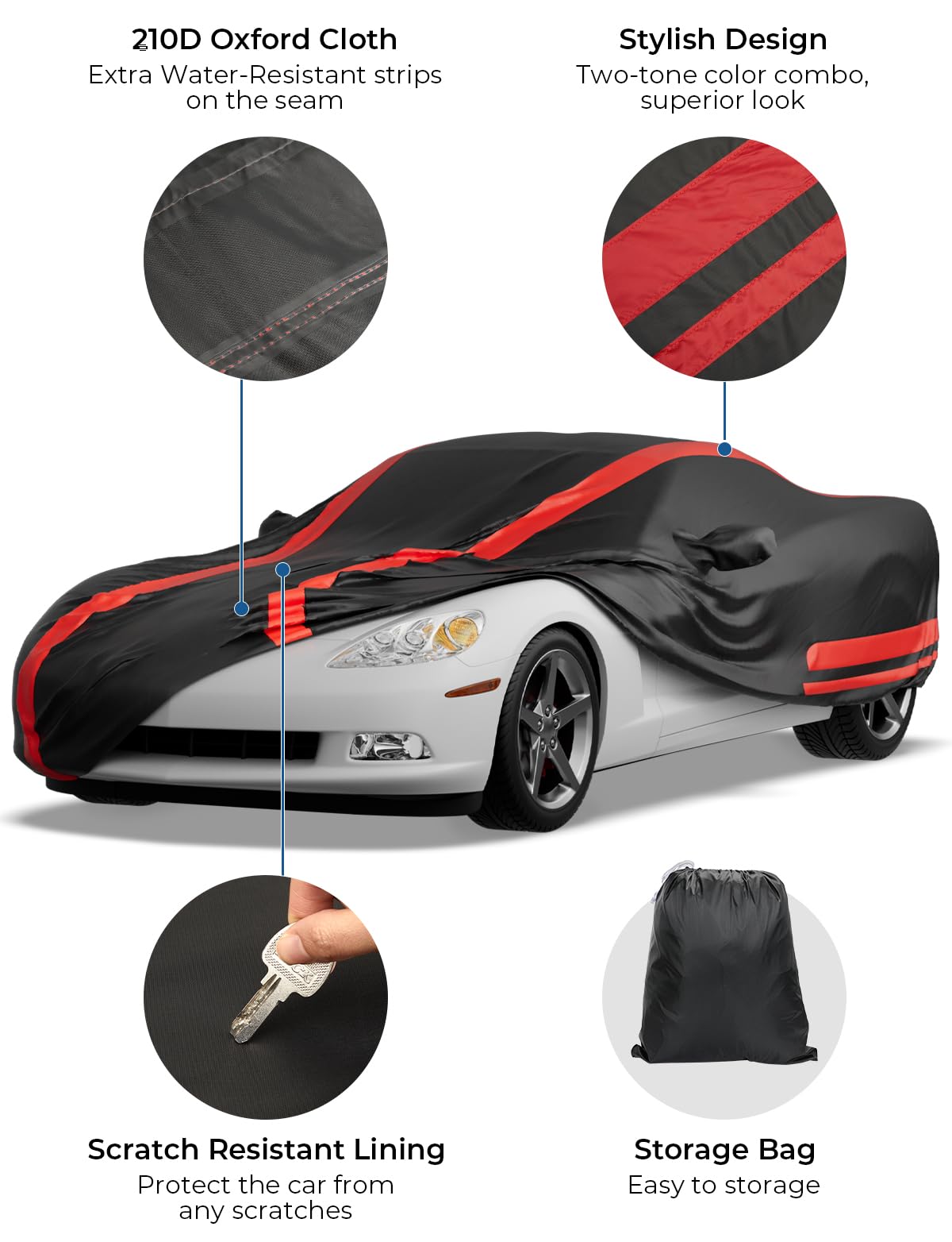 Issyauto Car Cover Compatible With 2005-2013 Corvette C6 Stingray/Z06/Z51, Waterproof All Weather Car Cover Indoor Outdoor