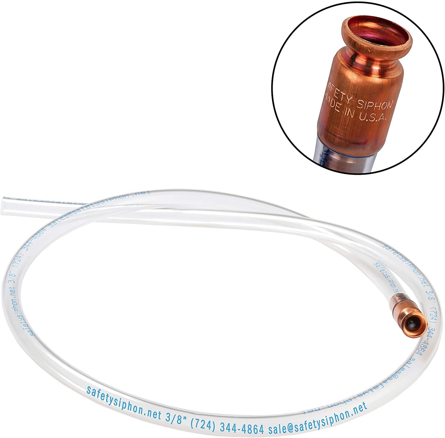 The Original Safety Siphon 6 Foot Hose For Gasoline And More - 3/8'' Valve Siphon Pump - Use For Cars, Boats, Mowers - Self Prim