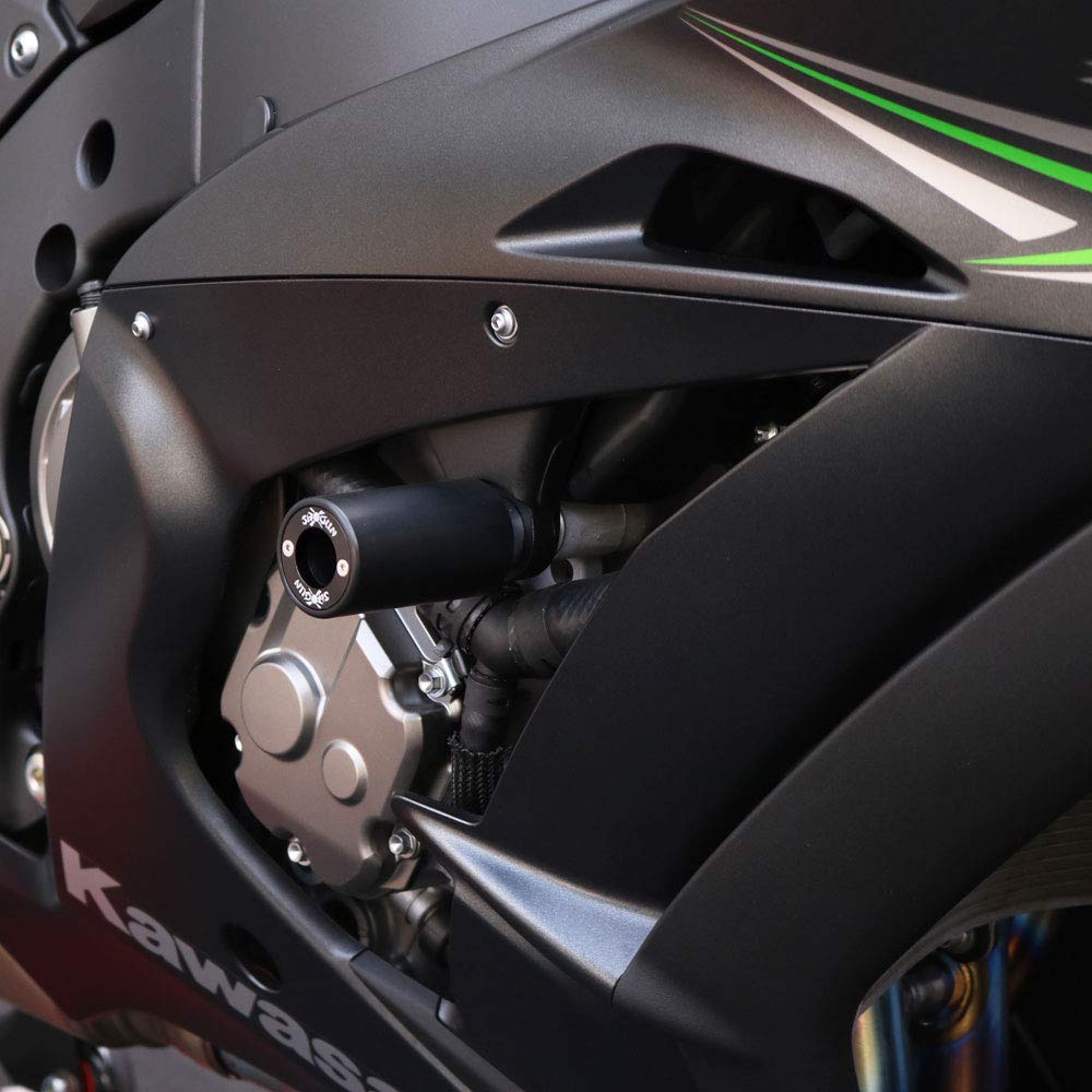 Shogun Kawasaki ZX10R Frame Sliders - Black PA2, Model 715-4959, Fits ABS & Non-ABS Models, No Cut Design, Made in USA