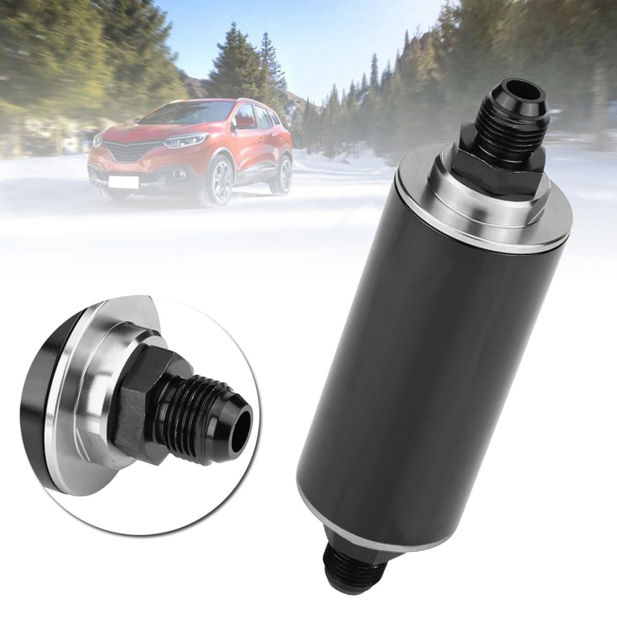 Auceli 50Mm Inline Gas Fuel Filter, Air Filter With 6An 8An 10An Adapter, Aluminum Cleanable Fuel/Gas/Petrol Filter Adapter Fitt