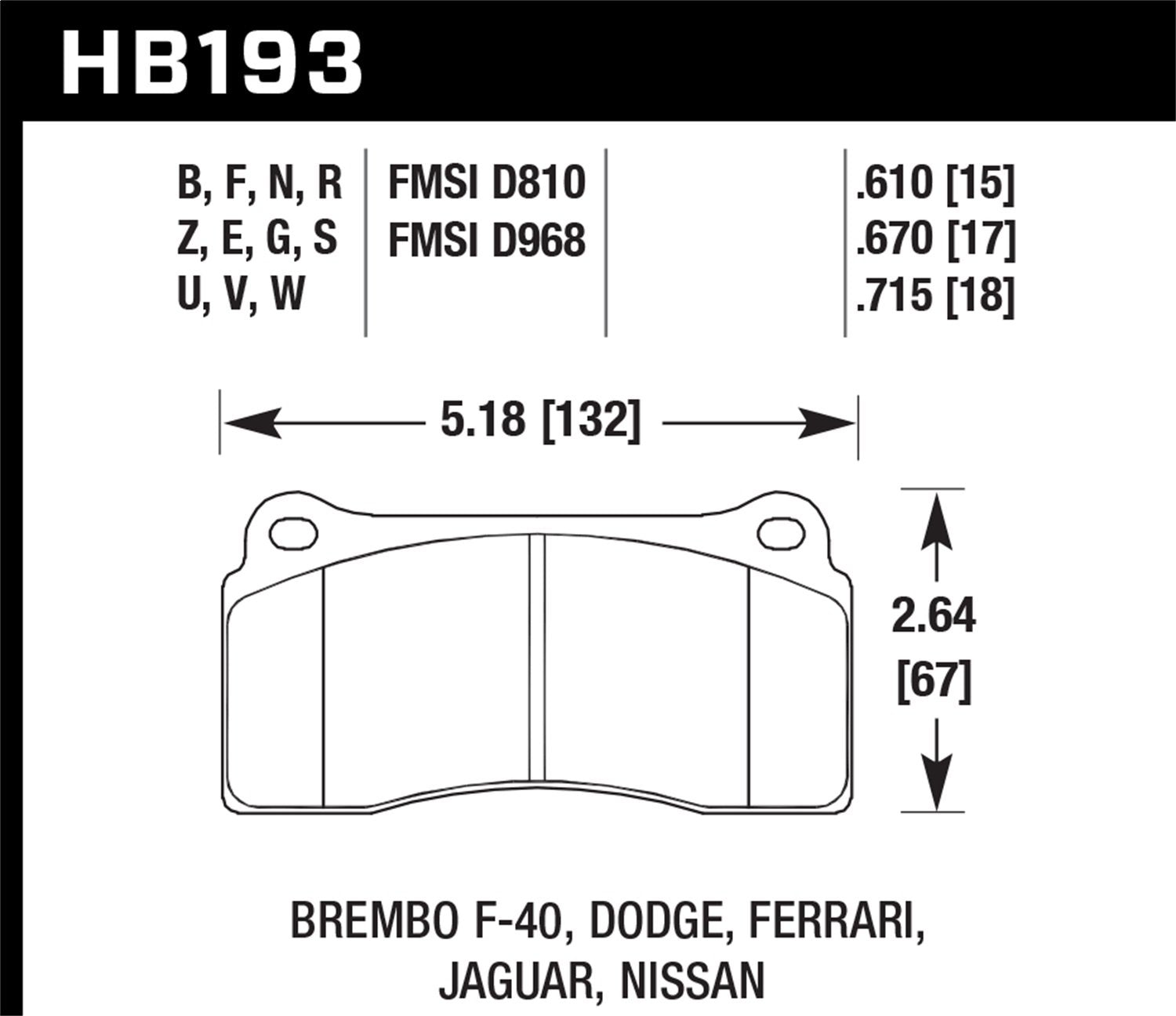Hawk Performance Hb193N.670 Hp Plus Brake Pad