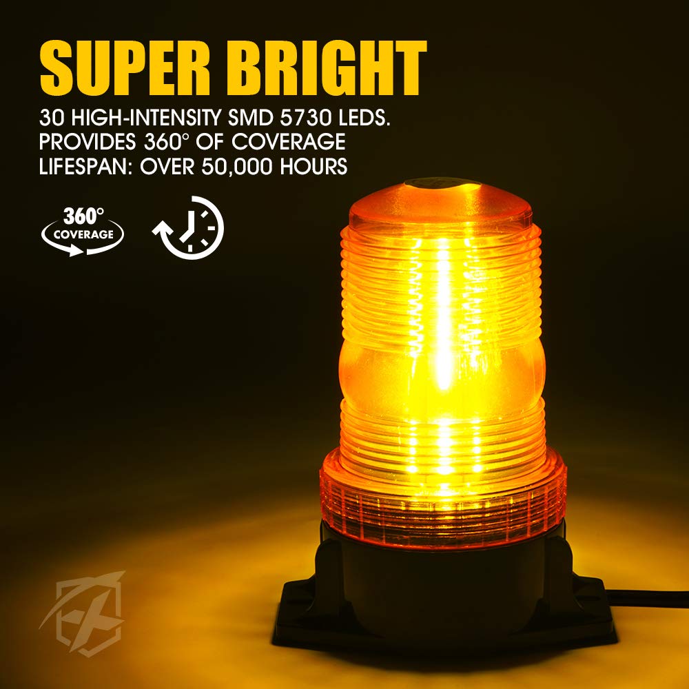 Xprite Amber LED Forklift Beacon Light Safety Warning Strobe Flashing Lights with Cigarette Lighter, for Mower, ATV, Trucks, Tra