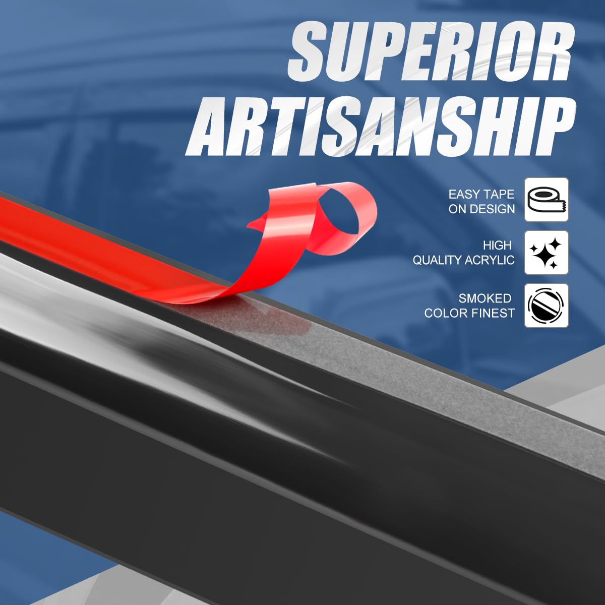 Auto Dynasty Window Visors Compatible With 2019-2024 Nissan Altima, 4Pcs Front & Rear Tape-On Window Vent Visor Deflectors Rain