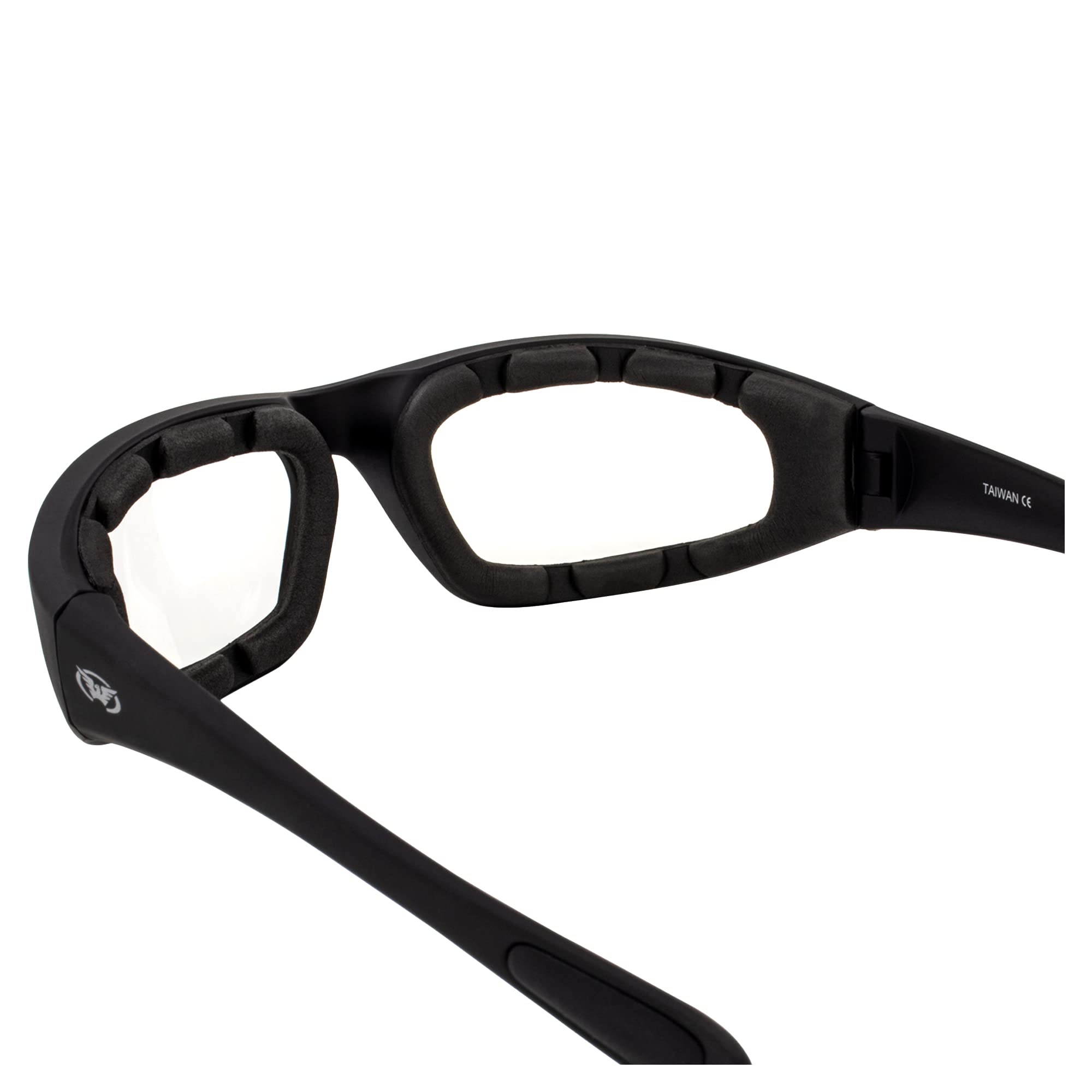 Global Vision Kickback Padded Motorcycle Sunglasses 2 Pair Black Frame Clear & Smoke Lenses