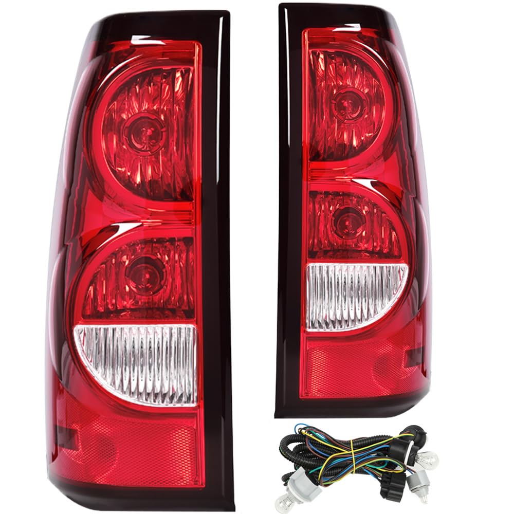 G-PLUS Tail Lights Assembly Rear Brake Lamp Fit Chevy Silverado 1500 2500 3500 2003-2006 w/Wiring Harness GM2800174 GM2801174, D