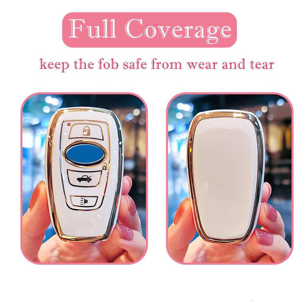Cacacar For Subaru Key Fob Cover, For Forester Outback Brz Legacy Crosstrek Premium Soft Tpu 360 Degree Protection Key Case Remo
