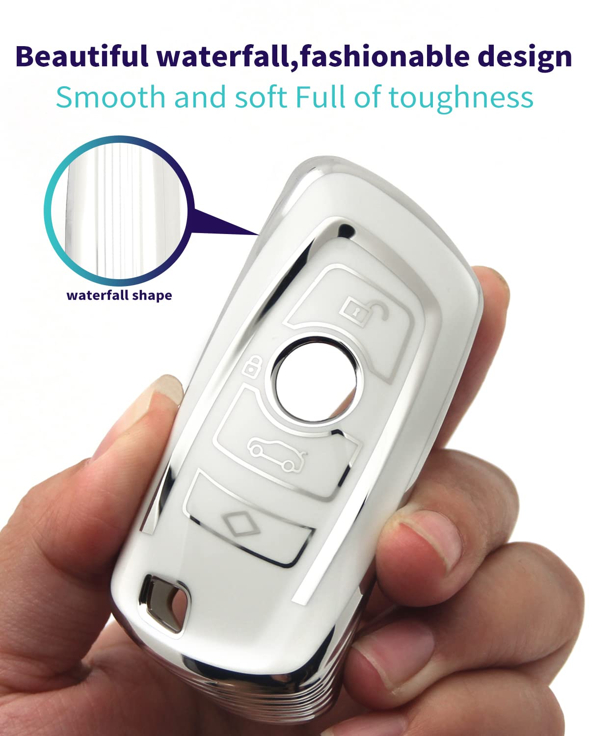 HAOYOUMEI TPU Key Cover for BMW 1 2 3 4 5 6 7 X1 X3 X4 X5 M5 M6 - Type A, White