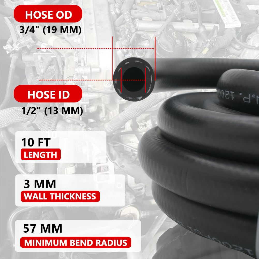 1/2 Fuel Line Transmission Hose - 13Mm High-Pressure Fuel Line 300Psi For E85/ E10/ Diesel/Biodiesel/Gasoline/Oil/Grease/Coolants/Water And Air