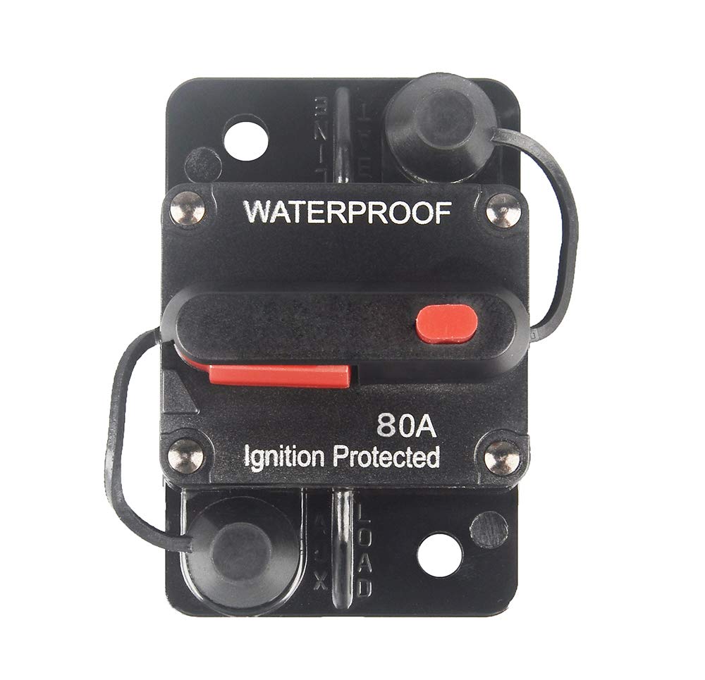 Wohhom 80 Amp Circuit Breaker With Manual Reset 12V-36V Dc Waterproof Surface Mount For Car Audio Rv Marine Boat Truck Trolling