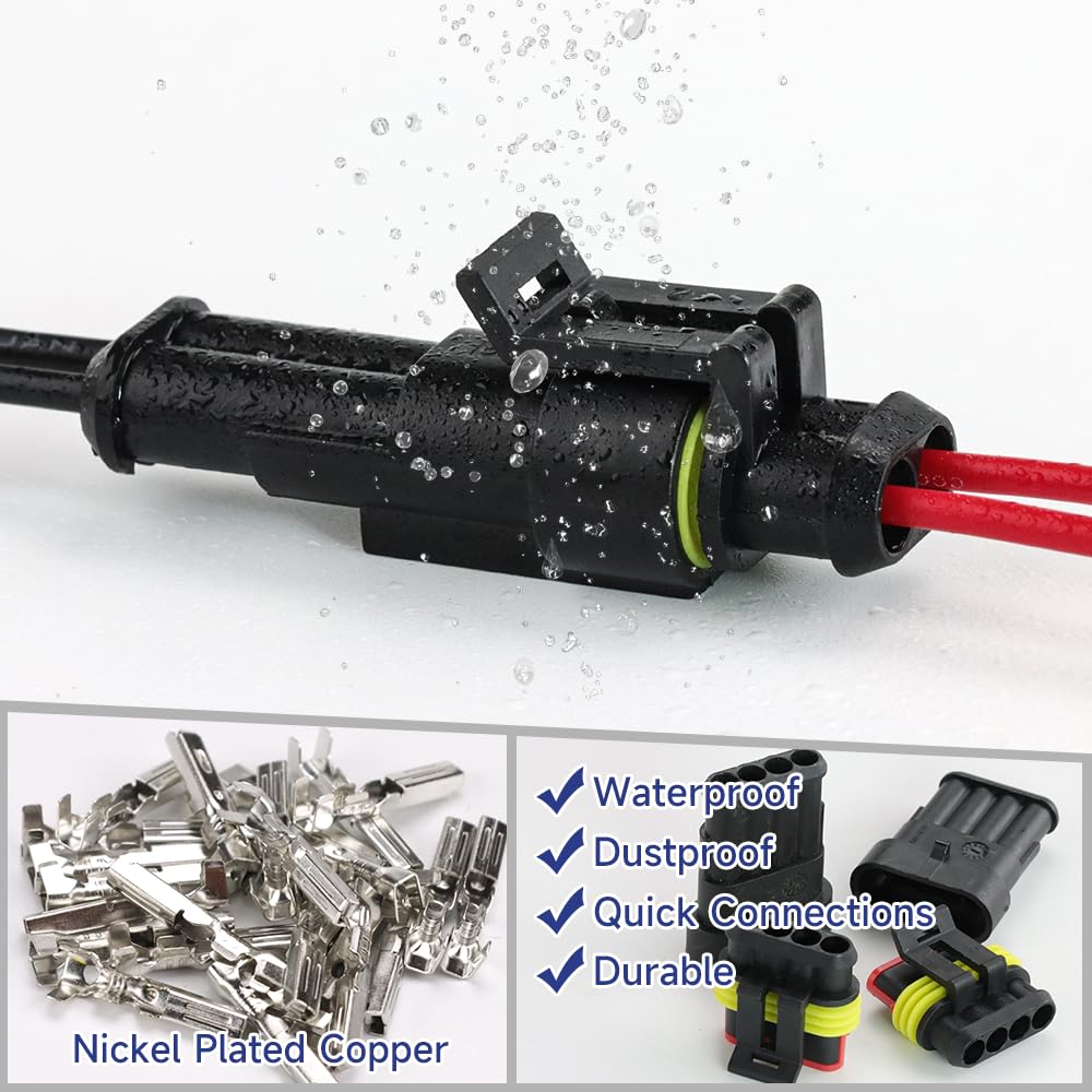 Ymyp 355Pcs 26 Sets Waterproof Automotive Wire Connectors - 1/2/3/4 Pin Connectors Male And Female For Cars Motorcycles & Boats