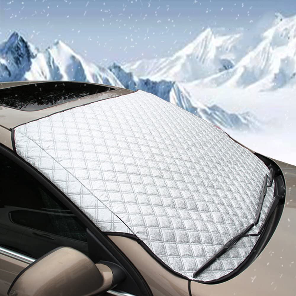 Beicarin Car Windshield Cover, Heavy Duty Ultra Thick Protective Windscreen Cover - Snow Ice Frost Sun Uv Dust Water Resistent - Pefect Fit For Cars Suvs All Years Summer/Winter