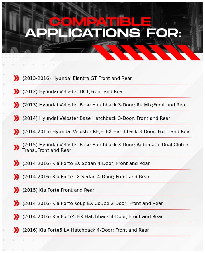 R1 Concepts Brake Kit For 2013-2016 Hyundai Elantra, 2012-2015 Hyundai Veloster, 2014-2016 Kia Forte| Front And Rear Brakes And