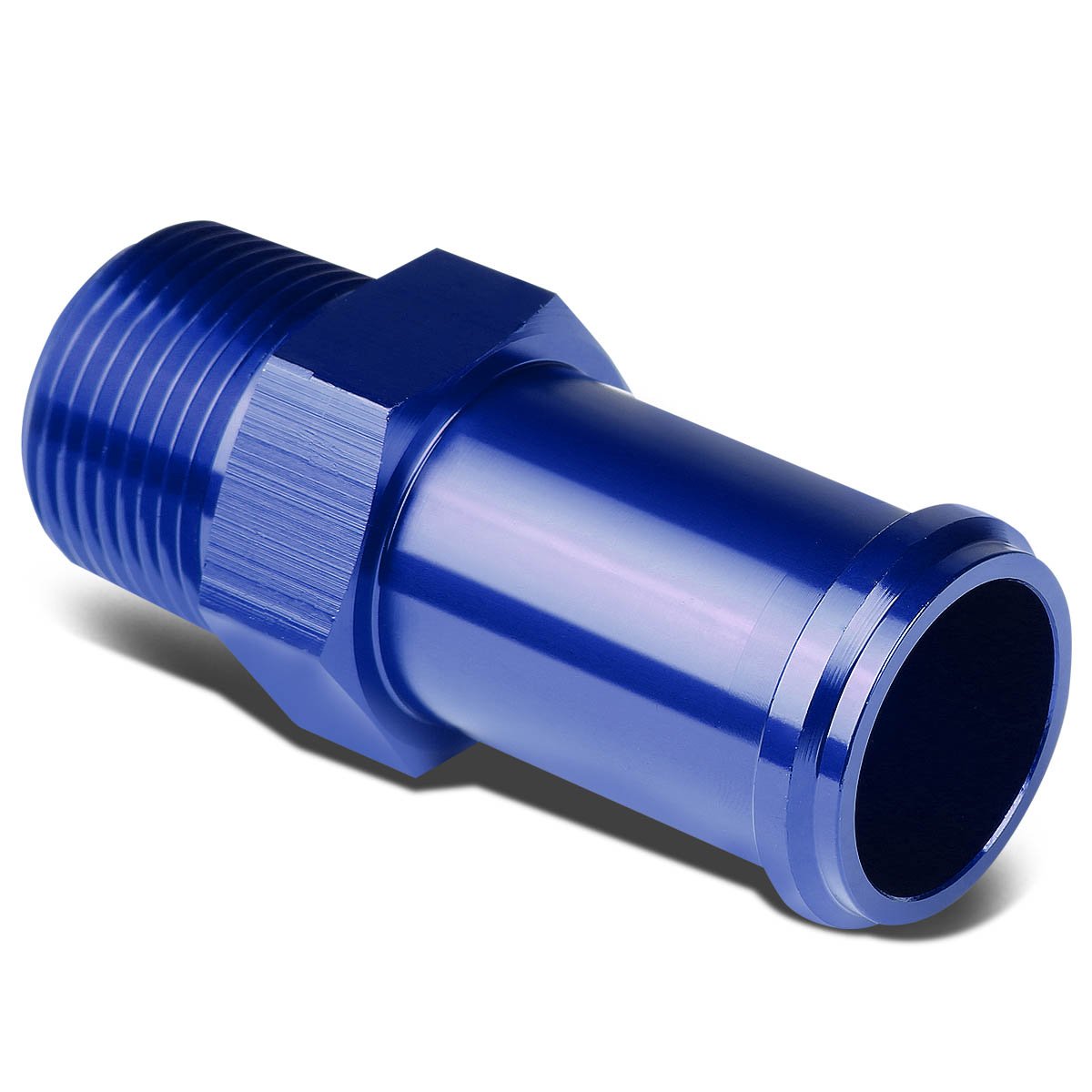 Auto Dynasty 3/4 Inches Npt Male Straight To 1 Inch Hose Port Nipple Aluminum Finish Adapter (Blue)