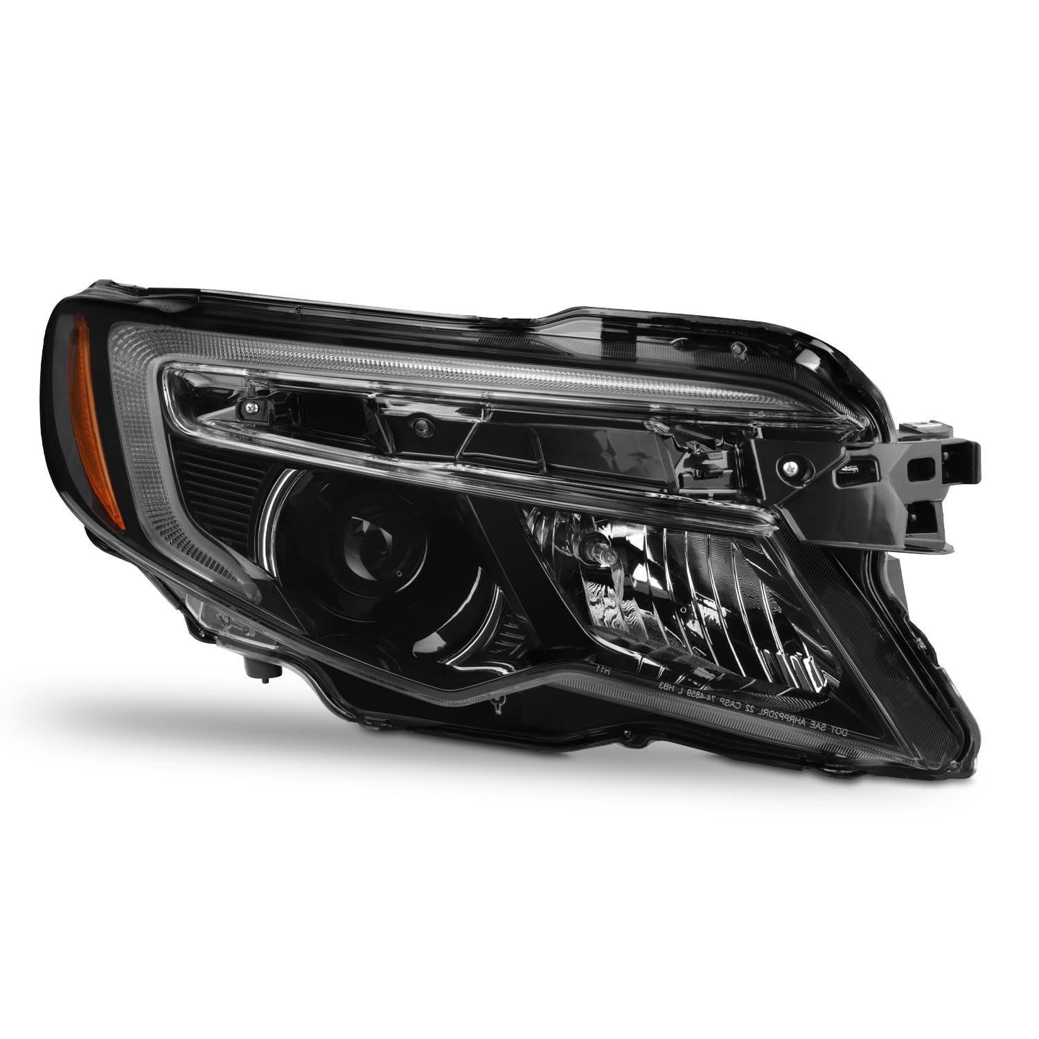 AKKON - Fits 2016-2021 Honda Pilot 17-20 Ridgeline Halogen Projector Black Headlight Passenger Side w/LED DRL Running