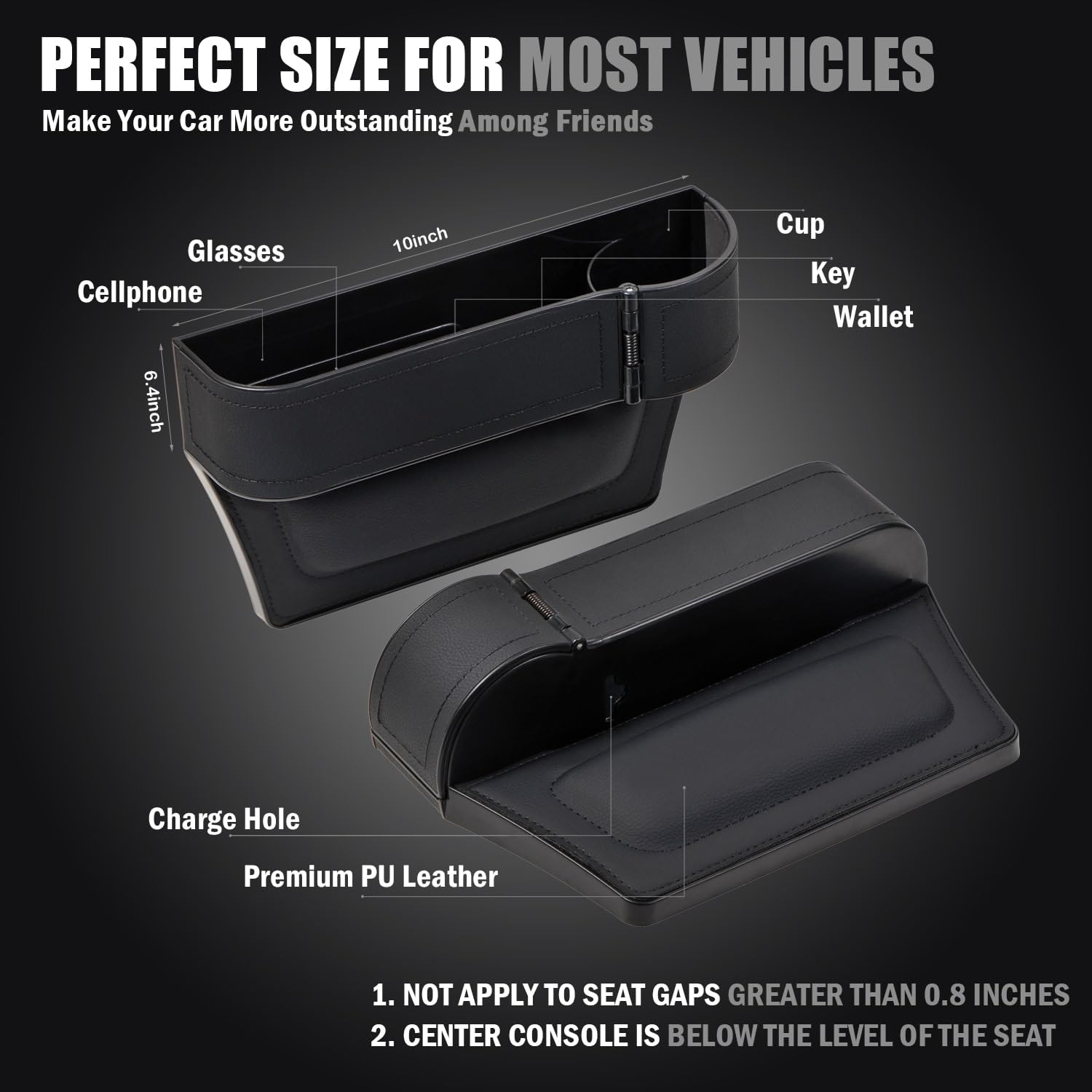 Hiseanllo Car Seat Gap Filler Organizer, 2 Pack Multifunctional Car Seat Organizer with Adjustable Cup Holder, Universal Car Sea