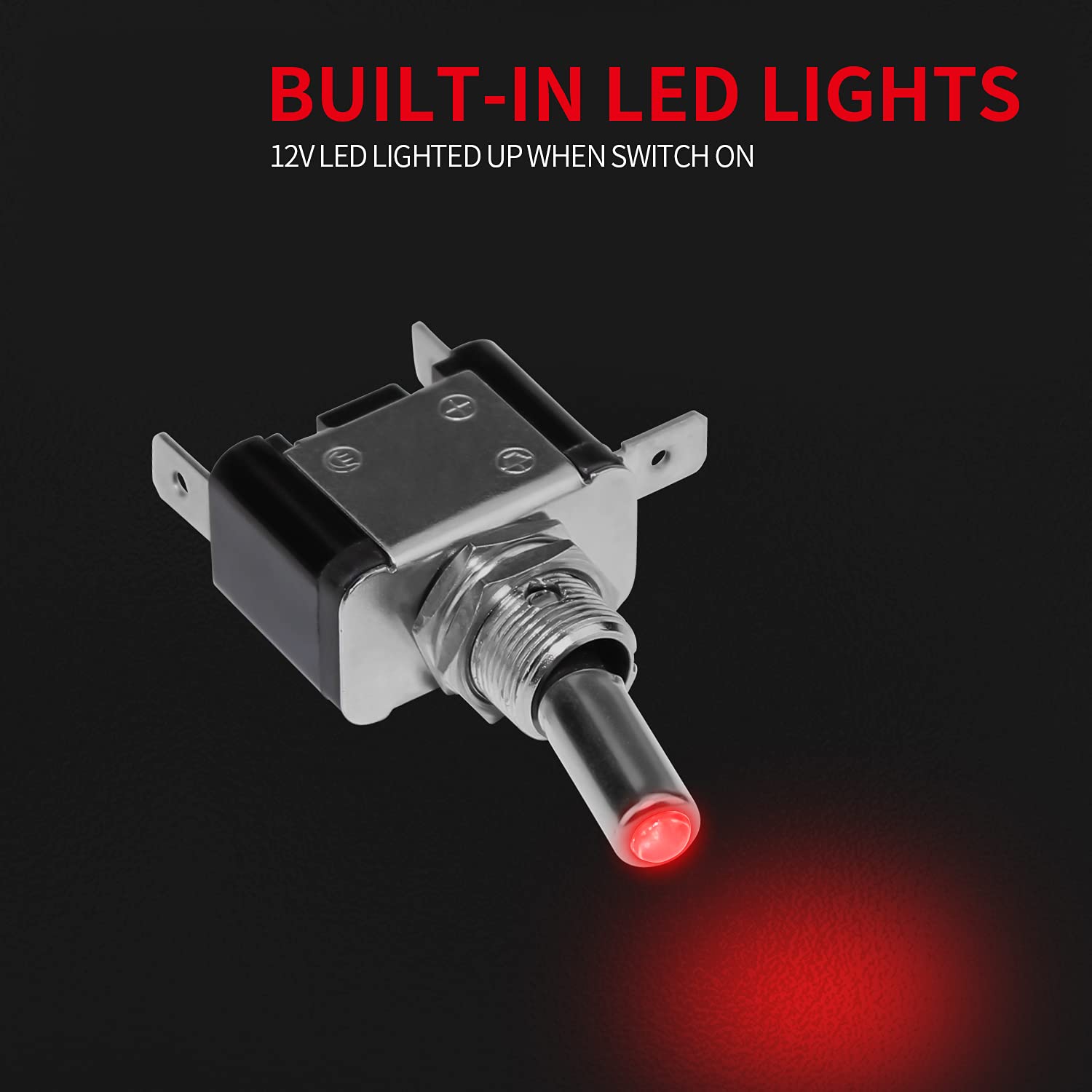 DAIERTEK 12V LED Toggle Switch with Cover - Red, 20A Heavy Duty, 28x16x61.7mm, Ideal for Racing, Auto, ATV, UTV
