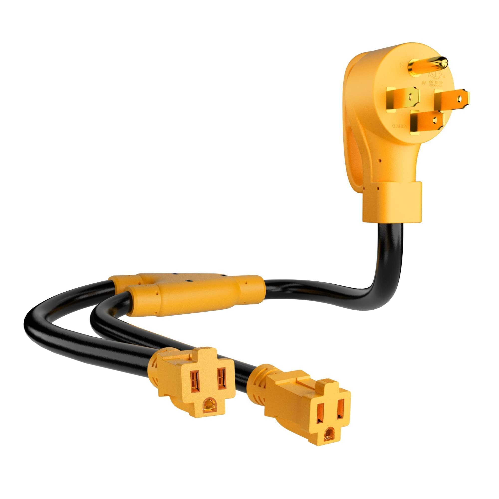 Mecmo 50 Amp To (2)X 110V 15 Amp Household Outlet Rv Y Adapter Power Cord, 10/3 Stw Nema 14-50P Male Plug To Two 5-15R Female El