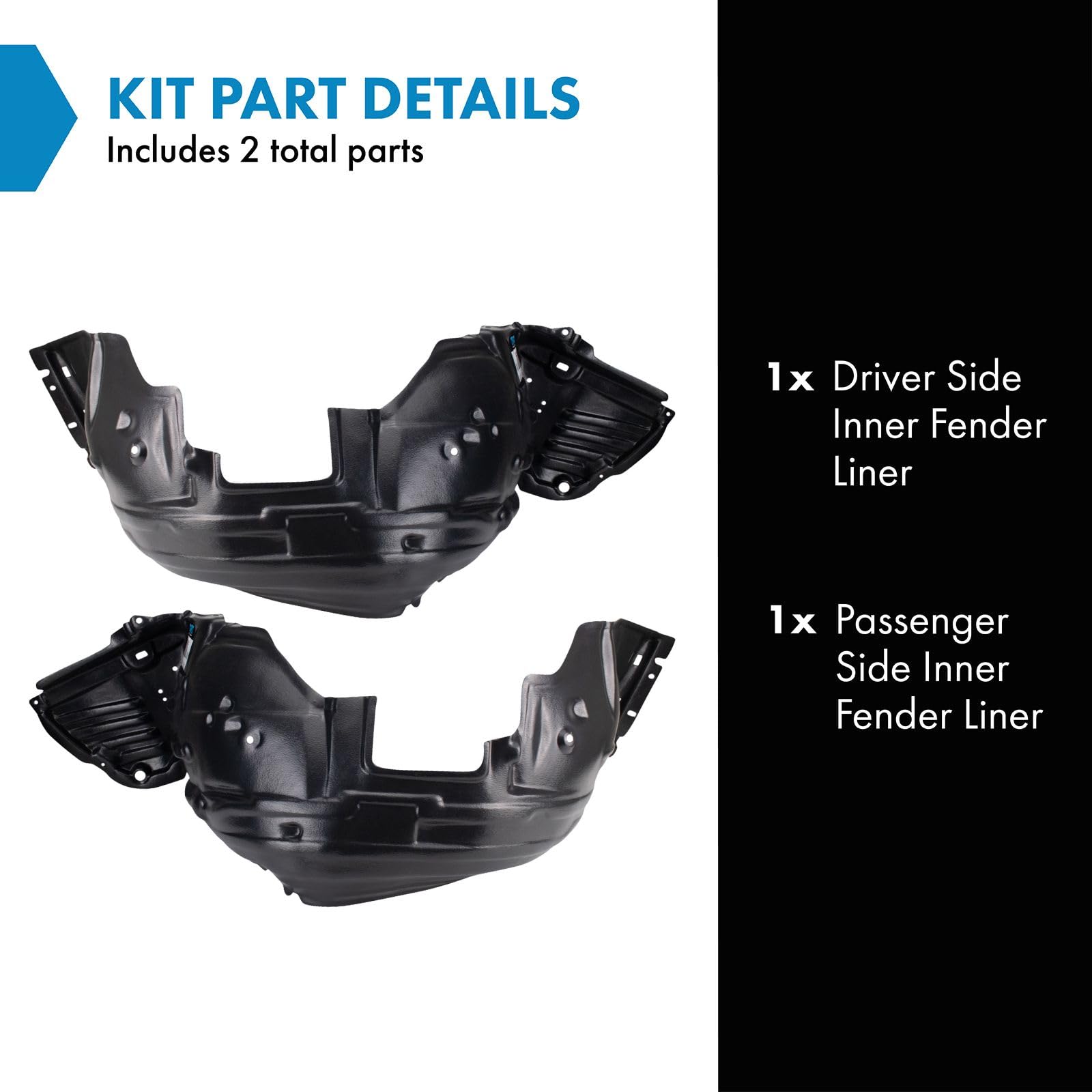 Trq Inner Fender Liner Set Compatible With 2001-2003 Lexus Ls430 Lx1248104 Lx1249104