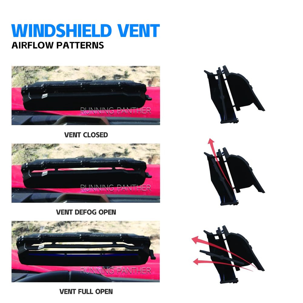 RUNNING PANTHER UTV Windshield Vent Kit - 2pcs Defrost Accessories for Can Am Maverick X3, Black, ABS Plastic, Model RP-UWV-001