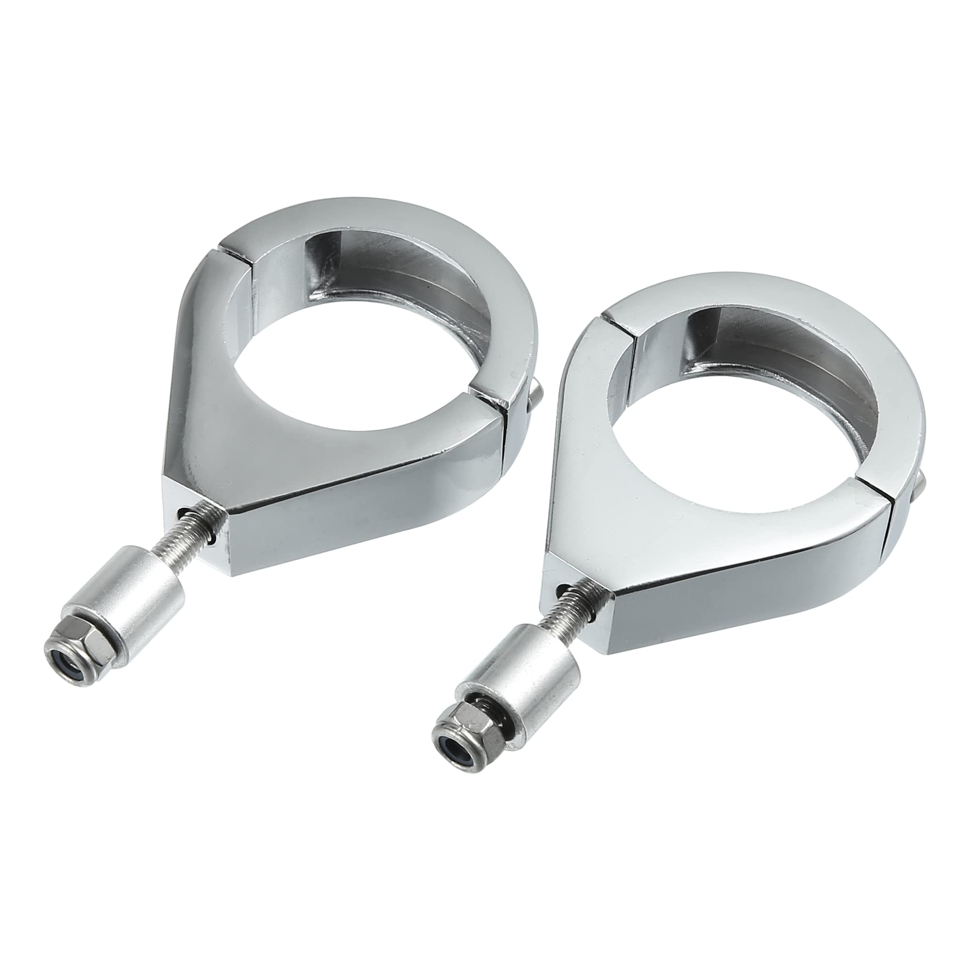 Acropix Universal Motorcycle Turn Signal Light Fork Clamps Kit 41Mm 1.6Inch Chrome - Pack Of 2