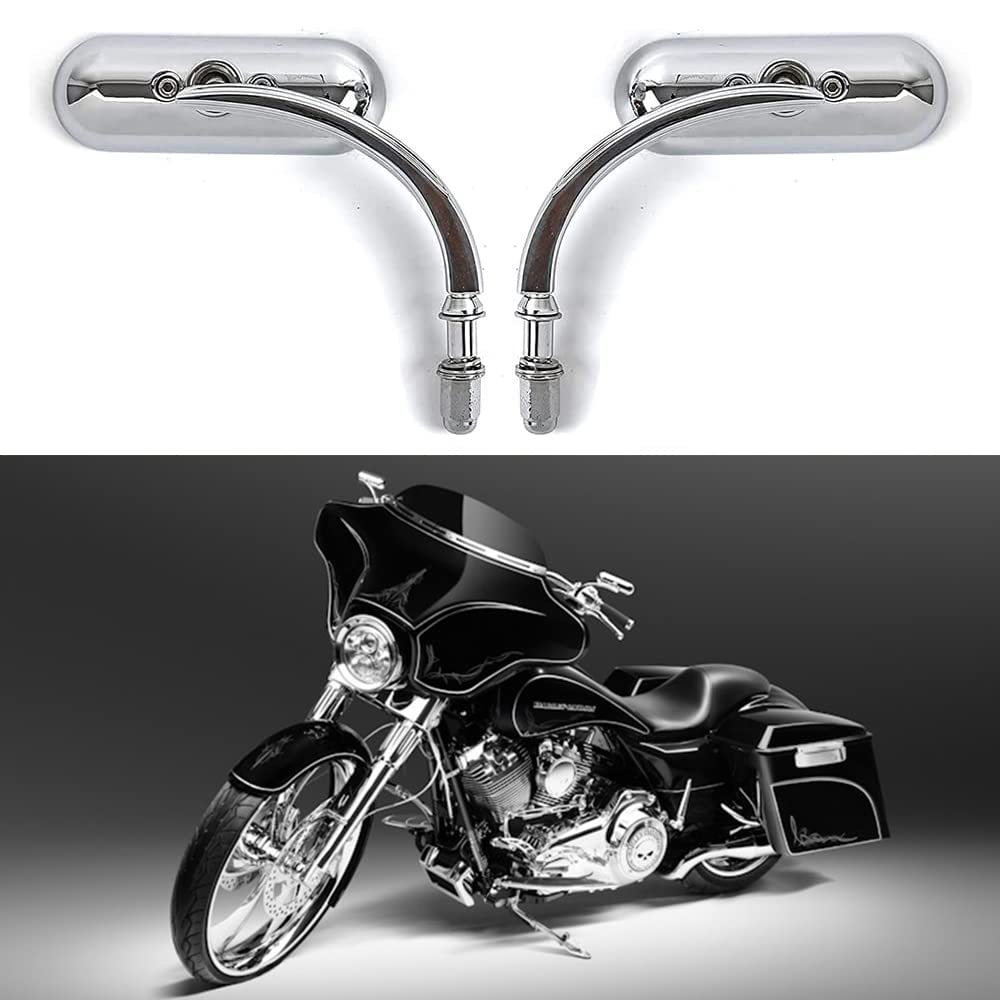 Goodfitment - Chrome Oval Shape Motorcycle Mirrors,Upgrade Rearview Motorcycle Mirrors Compatible With Harley Road King Softail