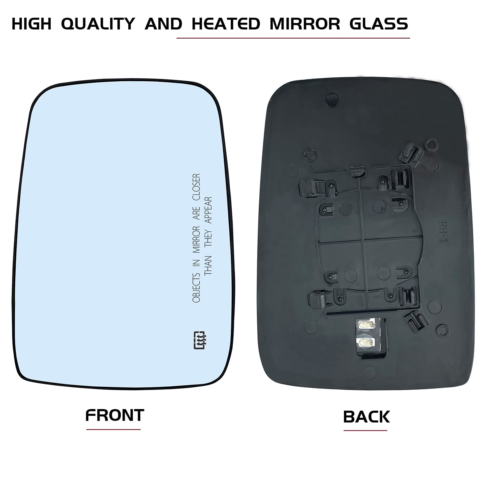 Passenger Right Side Heated Mirror Glass Replacement For 2009-2018 Dodge Ram 1500 2500 - Side View Heated Convex Mirror Glass Wi