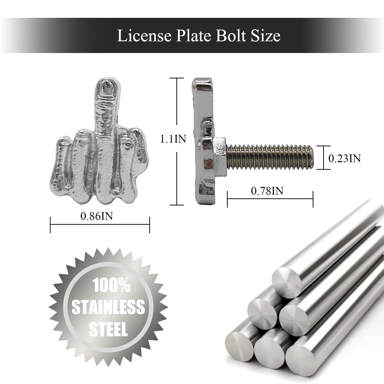 License Plate Bolts, 4 Pcs Stainless Steel License Plate Screw For Motorcycle Chopper Car Tag Frame Windshield Trim (Silver)