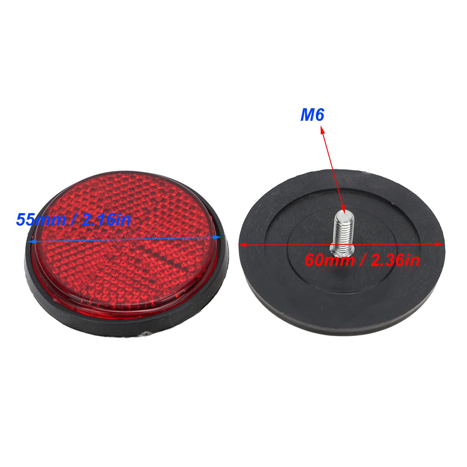 4Pcs Warning Reflector,2in Round Side Marker Reflectors Red M6x1.0 Thread for Motorcycle Bicycles Semi Trucks Trailers Boats Sco