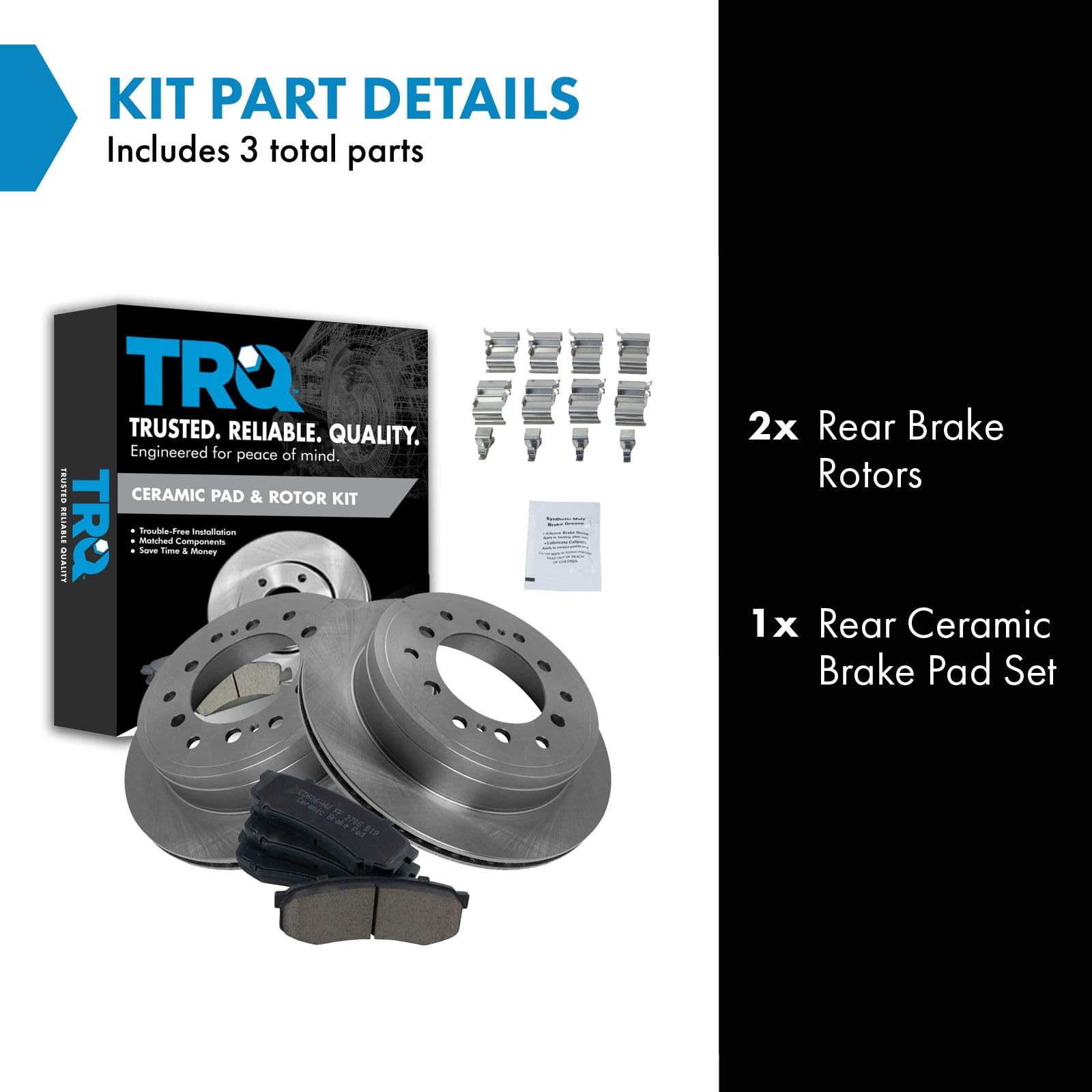 Trq Rear Brake Pad & Rotor Kit Brake Pads Brake Rotor Ceramic Compatible With 2010-2022 Lexus Gx460 Toyota 4Runner 2010-2014 Fj