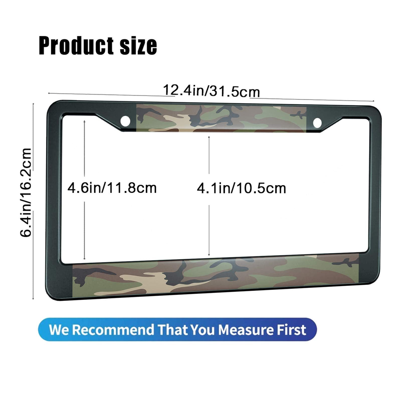HOSNYE Army Camouflage License Plate Frame Hunting Camo Green Hunter Metal License Plate Cover Front Plates Frames Car Tag Frame