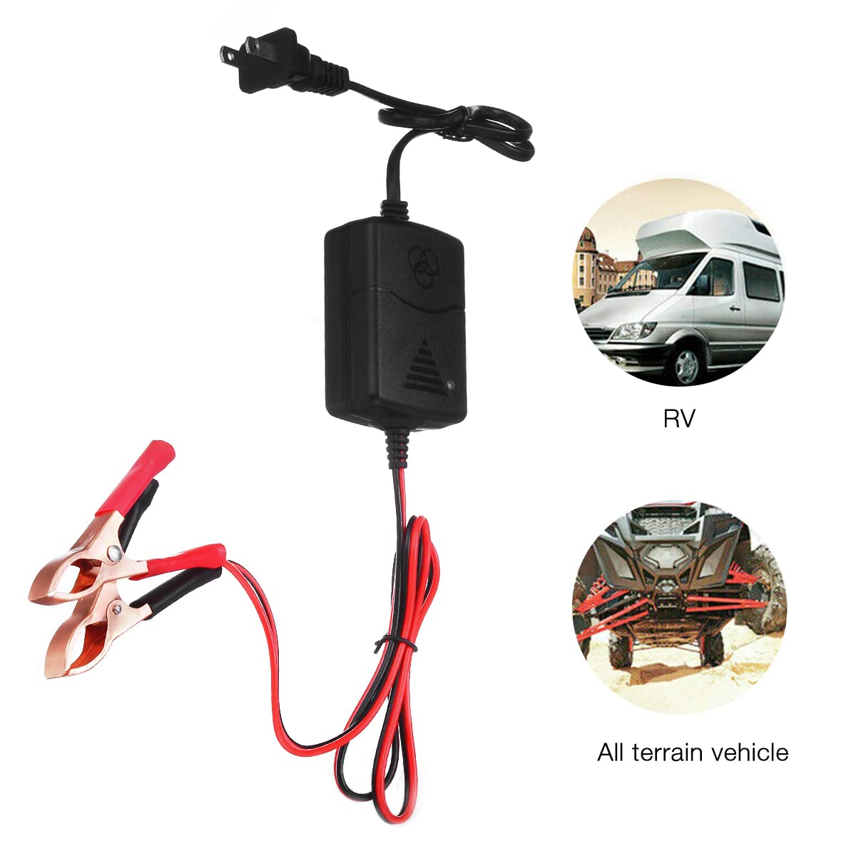 Generic 12V Automatic Smart Car Battery Charger - Trickle Charger for Boats, Motorcycles, ATVs, SUVs & RVs, Red