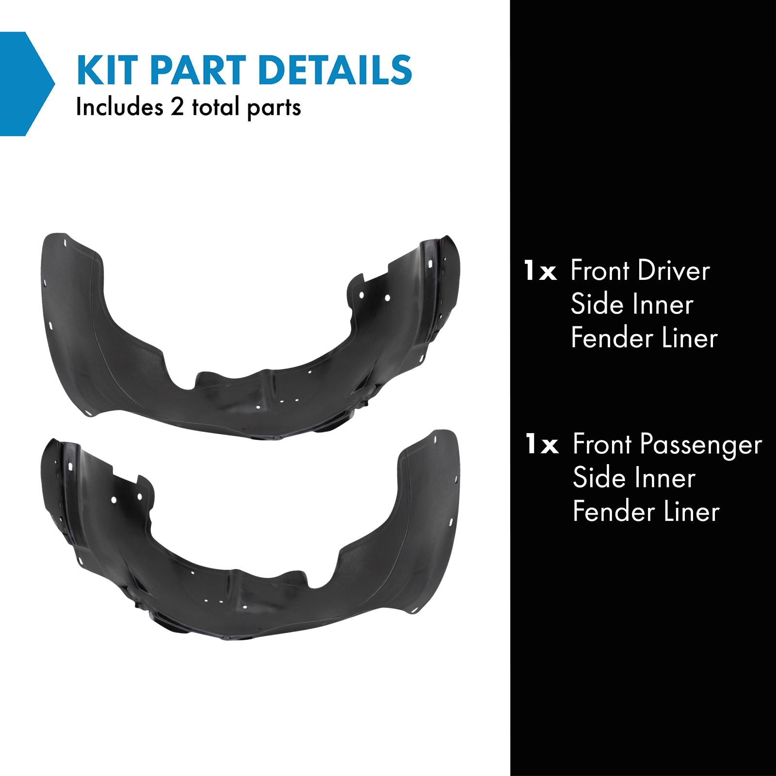 Trq Inner Fender Liner Set Compatible With 00-06 Cadillac Escalade 99-02 Chevrolet Silverado 1500 Silverado 2500 Suburban 1500 S