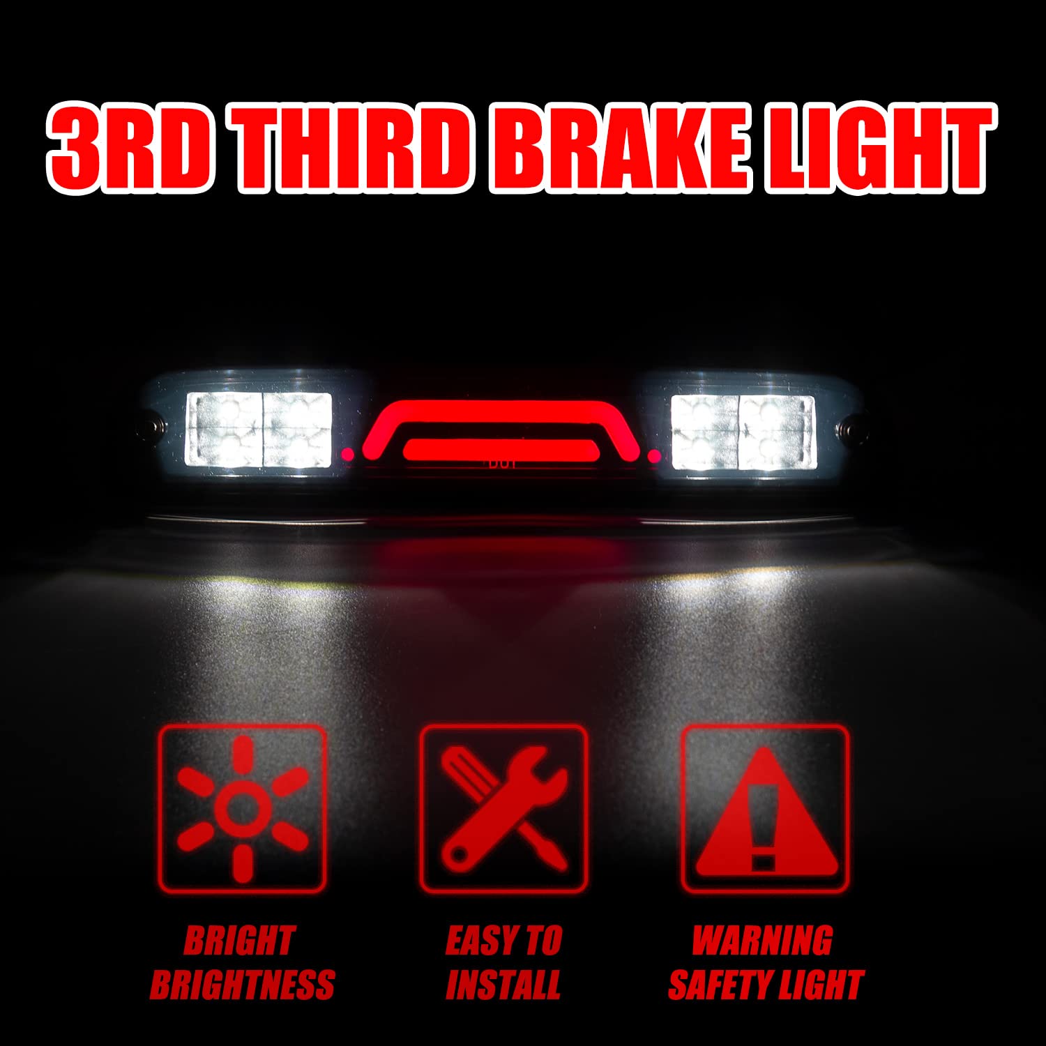 RANSOTO 3rd Third Brake Light Compatible with 1999-2016 Ford F250 F350 F450 F550 Super Duty/Ranger/Mazda B-Series Replaces YC3Z1