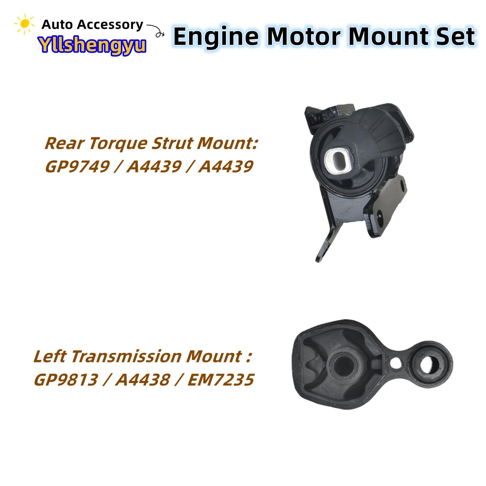 Yllshengyu 3pcs Engine Motor Mount Kit for Mazda 3 2014-2018 & Mazda 6 2014-2017, Compatible with A4446 A4439 A