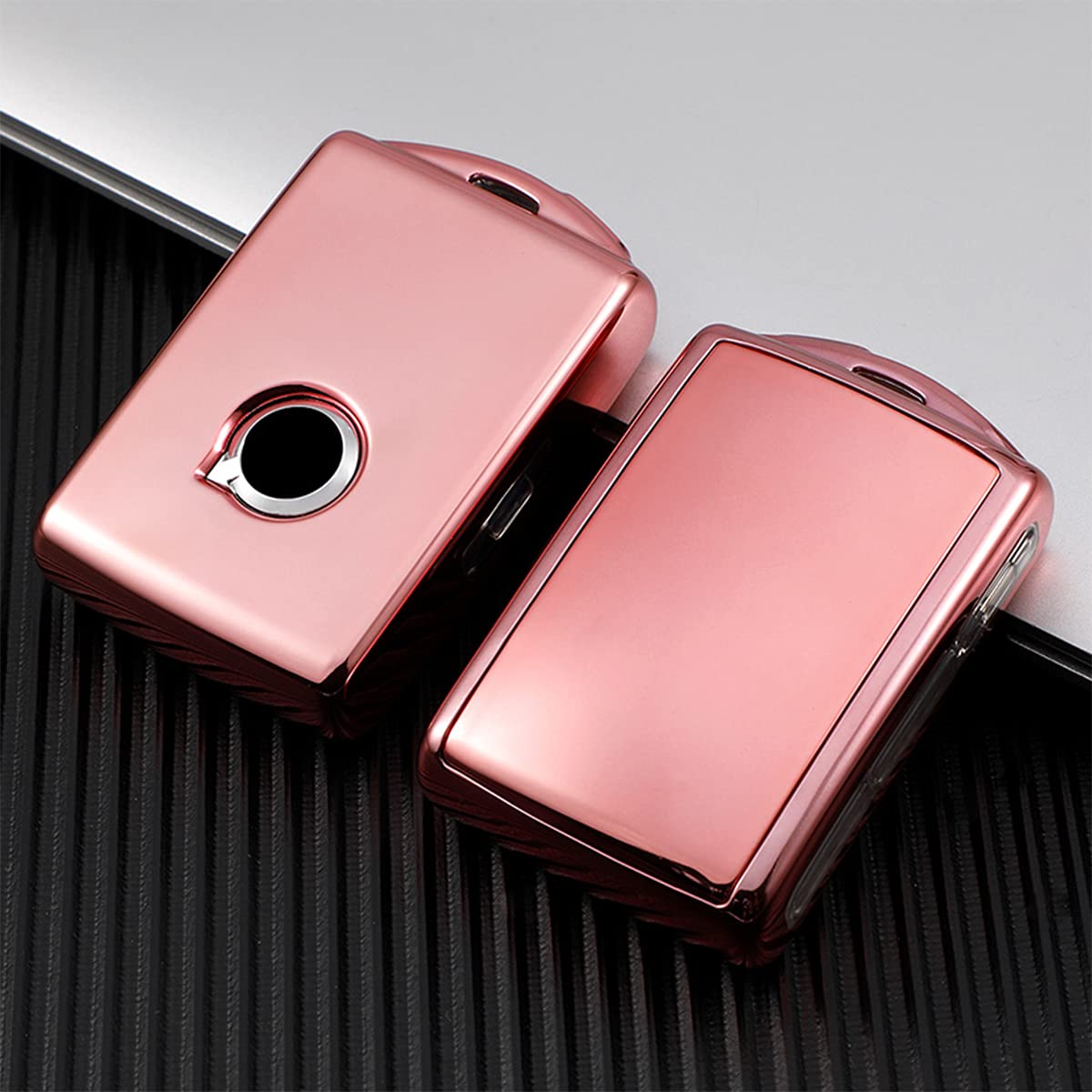 Arruweer Key Fob Cover For Volvo Full Protection Soft Tpu Smart Key Case Holder Fits For 2017 2018 2019 2020 2021 Volvo Xc40 Xc60 Xc90 S90 V90 Keyless Entry Remote (Pink)