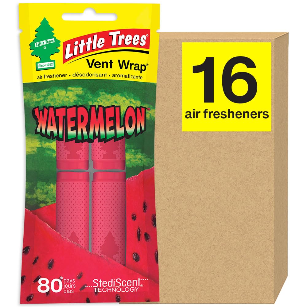 Little Trees Car Air Freshener. Vent Wrap Provides Long-Lasting Scent, Slip On Vent Blade. Watermelon, 16 Air Fresheners