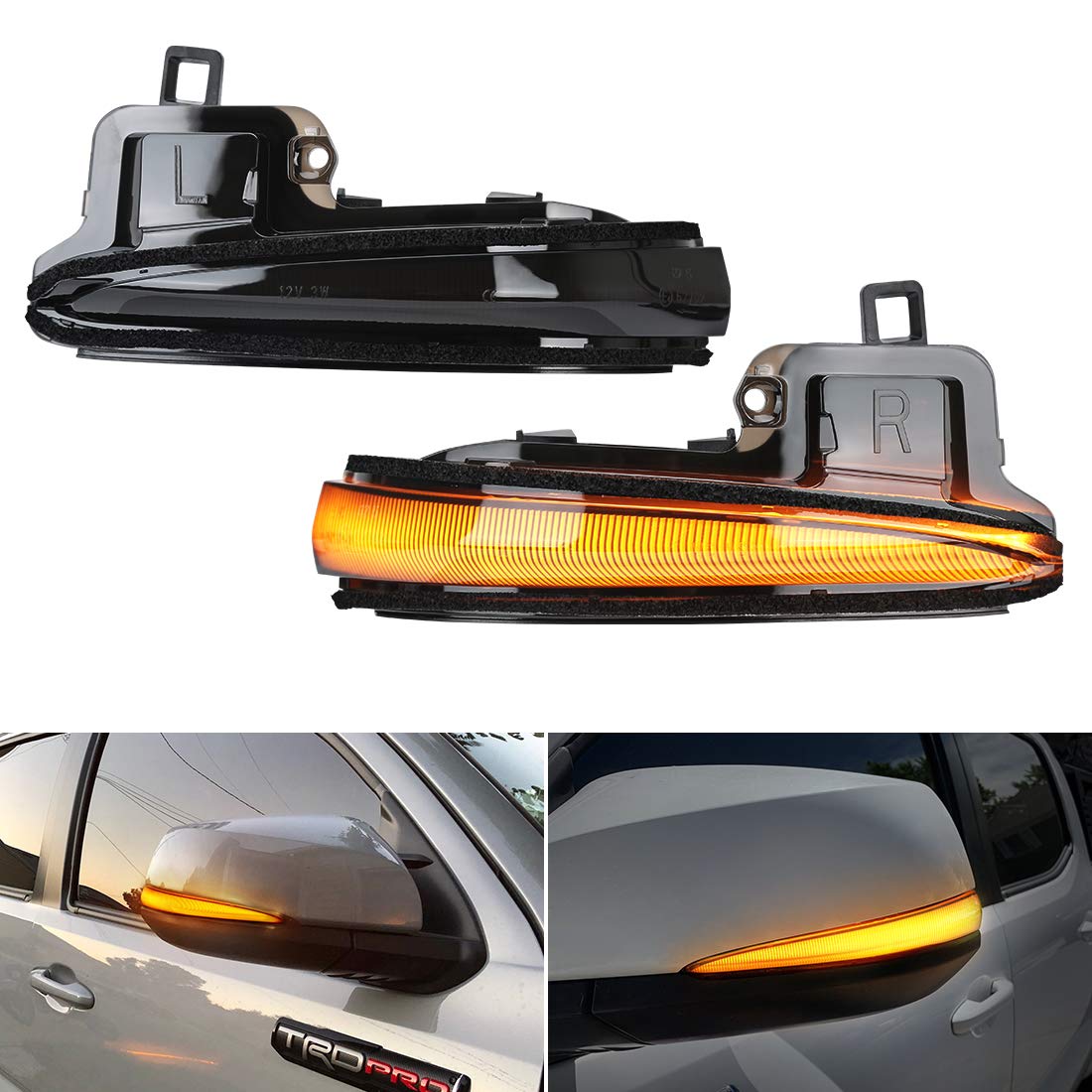 Suparee Led Side Mirror Turn Signal Lights, Sequential Dynamic Indicator Strip Fit For 2016-2021 Tacoma, 2019-2021 Rav4 Xa50, 20