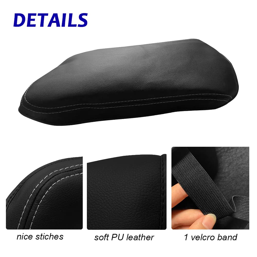 DEYTOP Center Console Cover for Lexus NX 2015-2021, Black with White Stitches, Durable Armrest Protector, Fits NX200t/NX300/NX300h