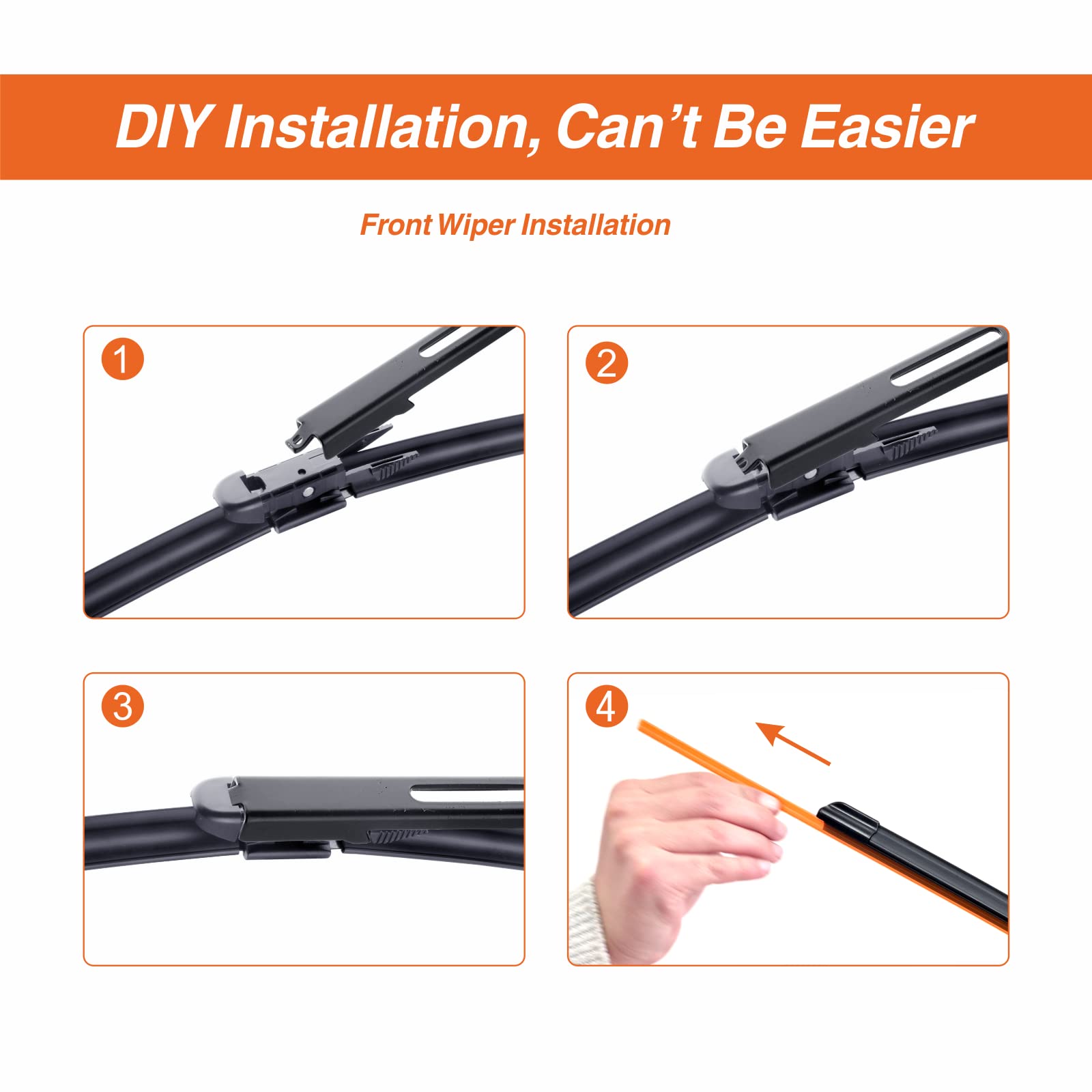 Wowiper Factory Wipers For Ford Edge Escape Focus Fusion 2020-2013 +More, 28''/28'' (Pack Of 2) Pinch Tab Windshield Wiper Blade